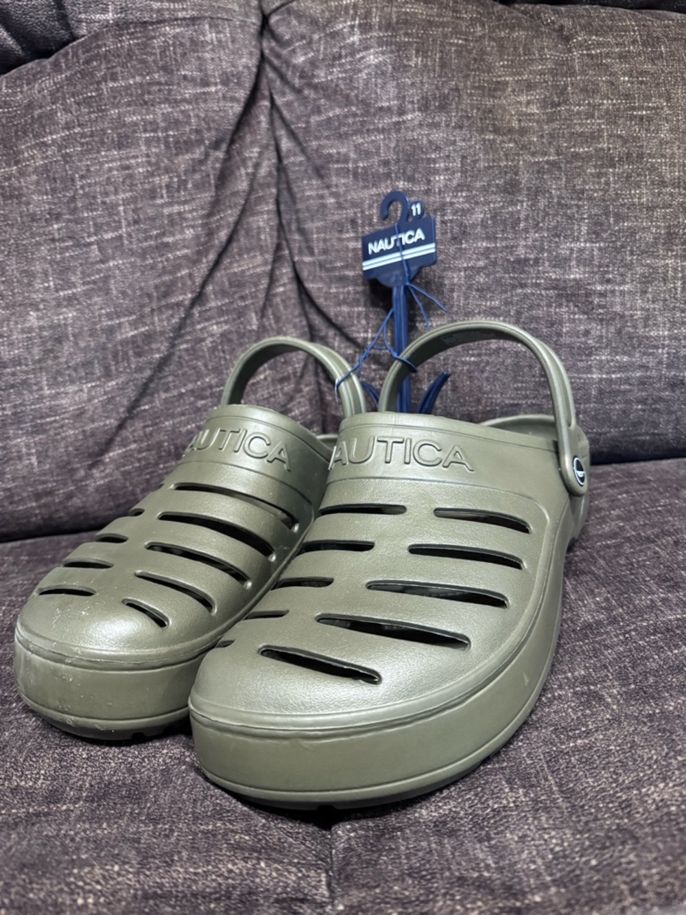 Nautica River Edge Men's Green Slip-On Sandals Back Strap Lightweight Size 11